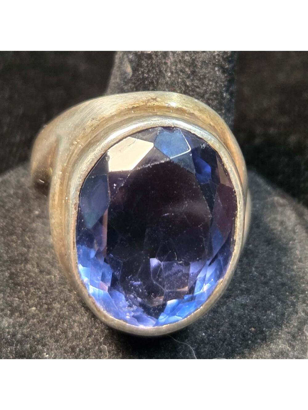 Giant Sterling Statement Ring w/ Purple Stone sz 10